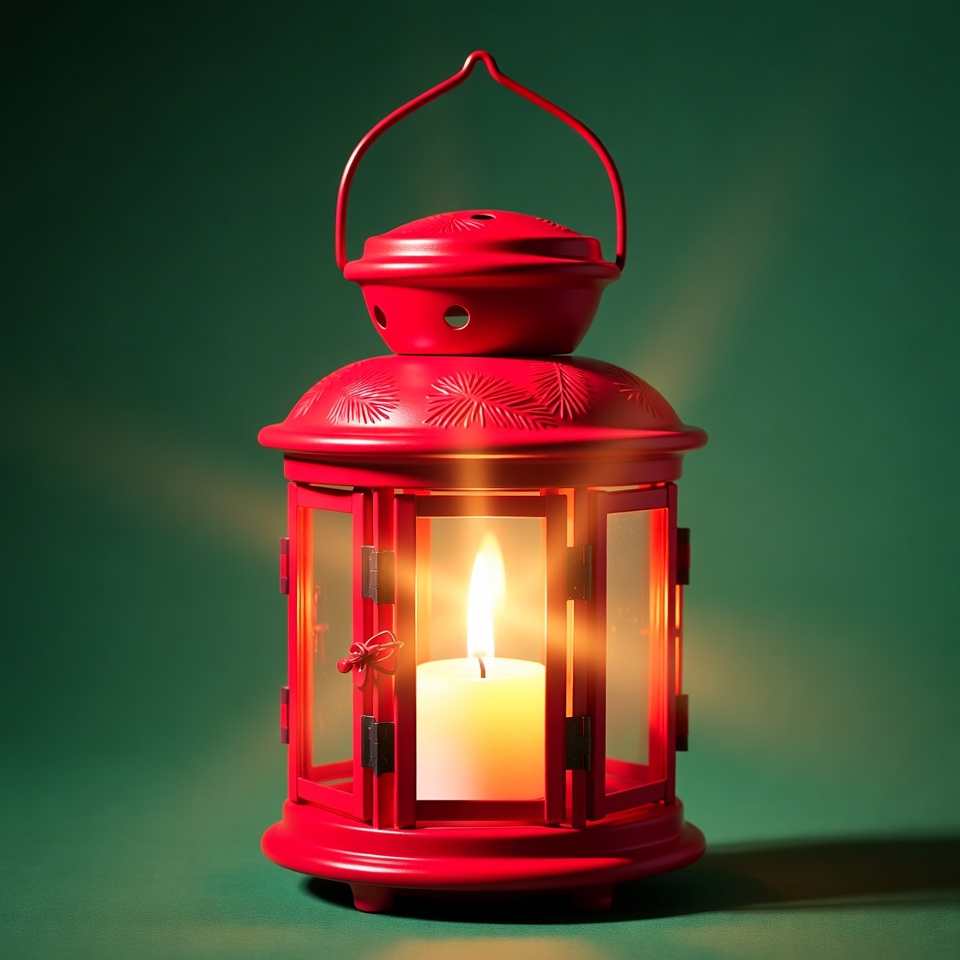 Red Lantern with Candle Flame Red Lantern with Candle Flame