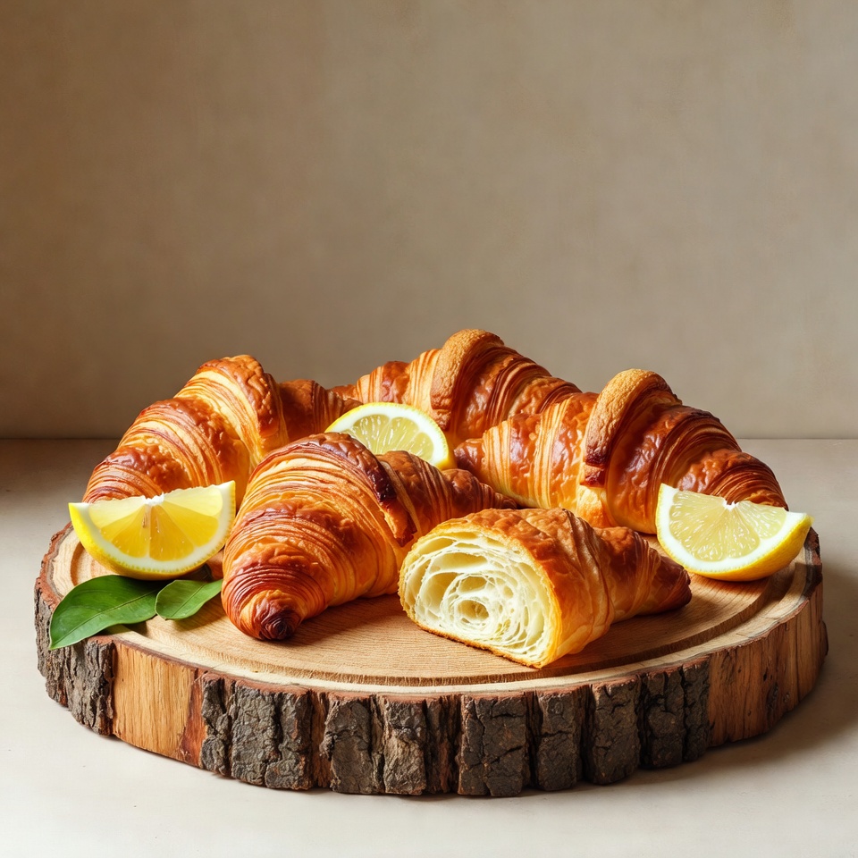 Fresh Croissants with Lemon Slices Fresh Croissants with Lemon Slices