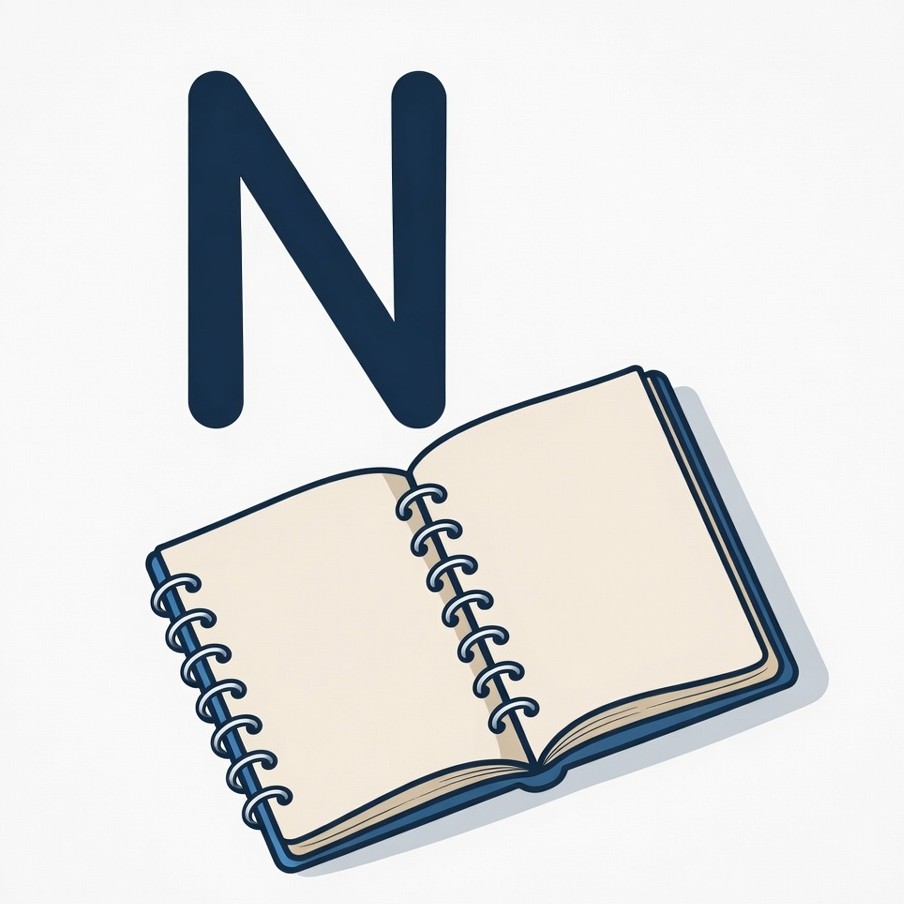 Letter N and Open Notebook Letter N and Open Notebook