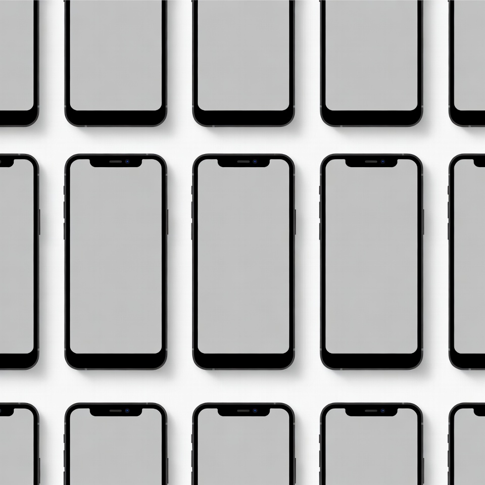Multiple Blank Smartphones on White Background Multiple Blank Smartphones on White Background