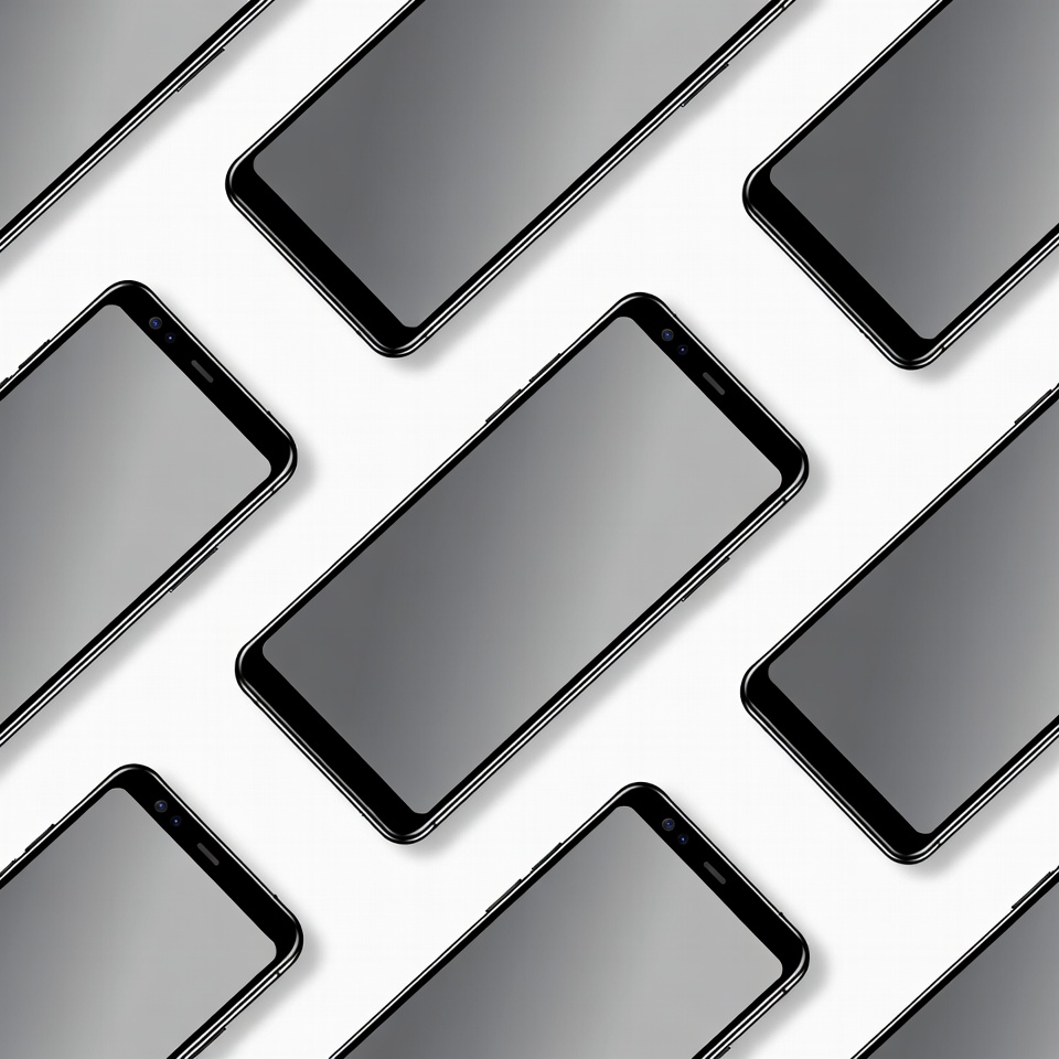 Smartphones arranged on white background Smartphones arranged on white background