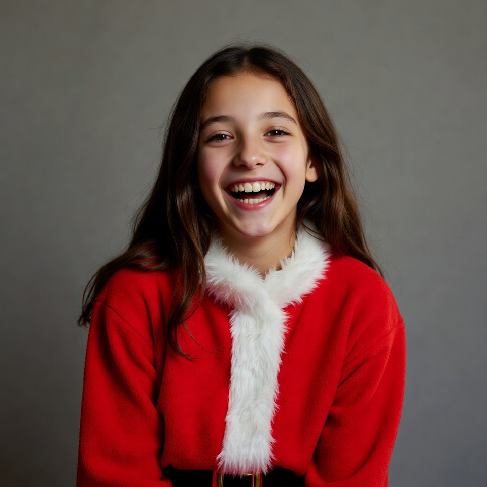 Girl smiling in Santa costume Girl smiling in Santa costume
