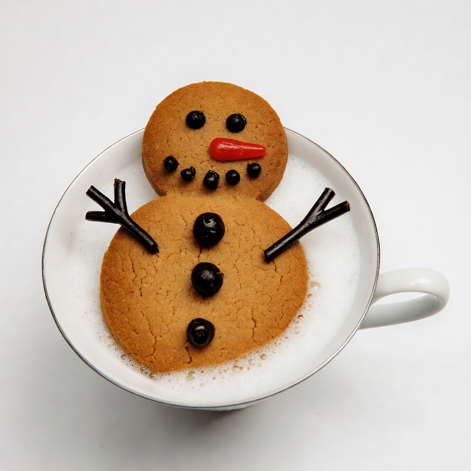 Snowman Gingerbread Cookie in Whipped Cream Cup Snowman Gingerbread Cookie in Whipped Cream Cup