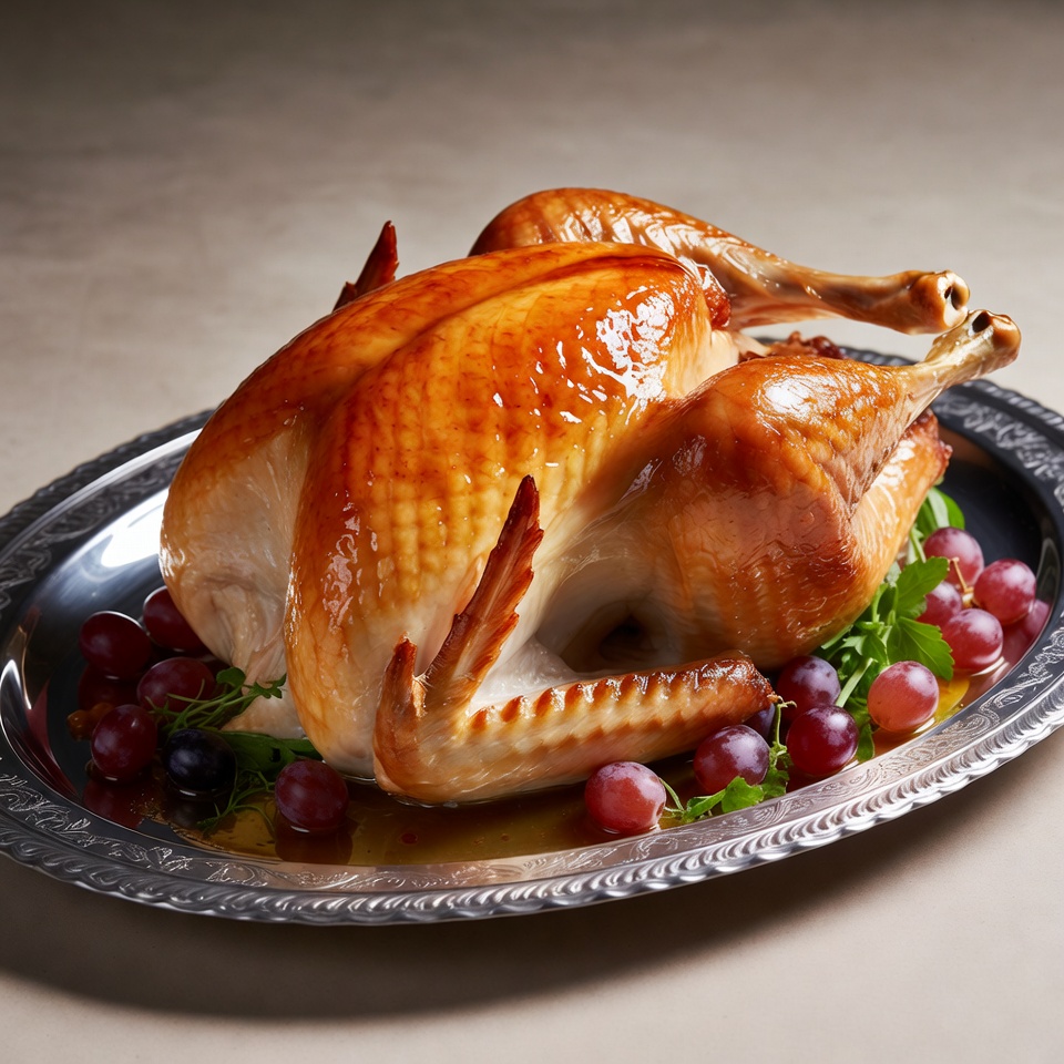 Roasted Turkey on Silver Platter Roasted Turkey on Silver Platter