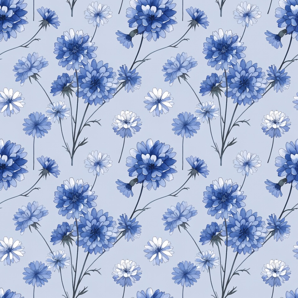 Blue Cornflower Seamless Pattern Blue Cornflower Seamless Pattern