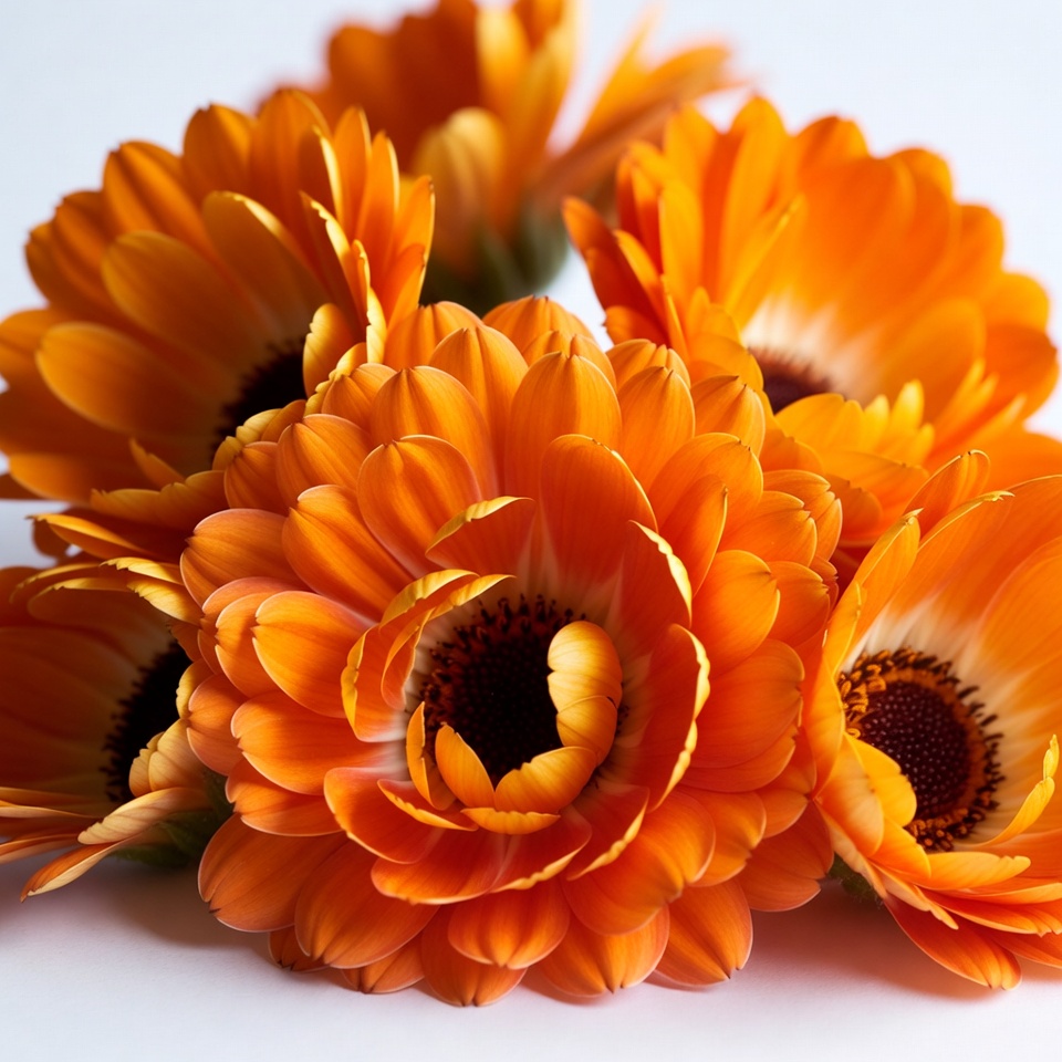 Orange Gerbera Daisies on White Background Orange Gerbera Daisies on White Background
