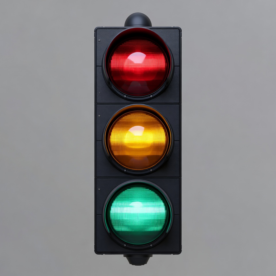 Traffic light showing red yellow green Traffic light showing red yellow green