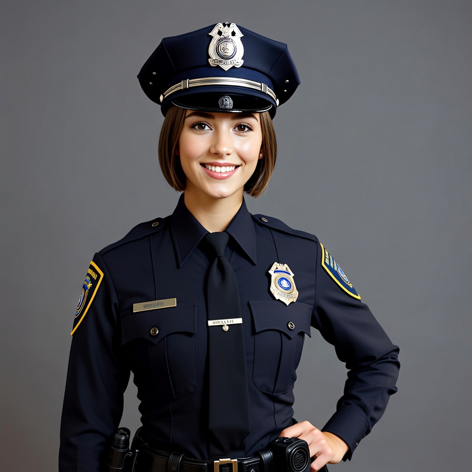 Smiling female police officer in uniform Smiling female police officer in uniform