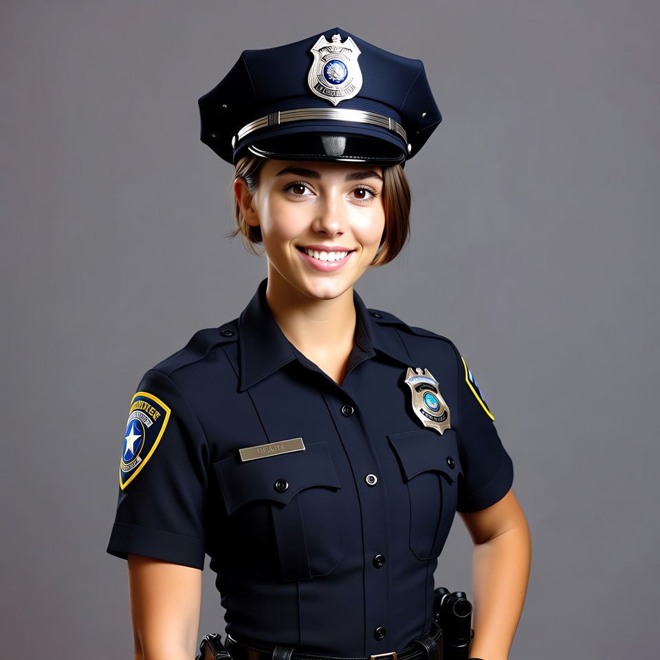 Smiling female police officer in uniform Smiling female police officer in uniform