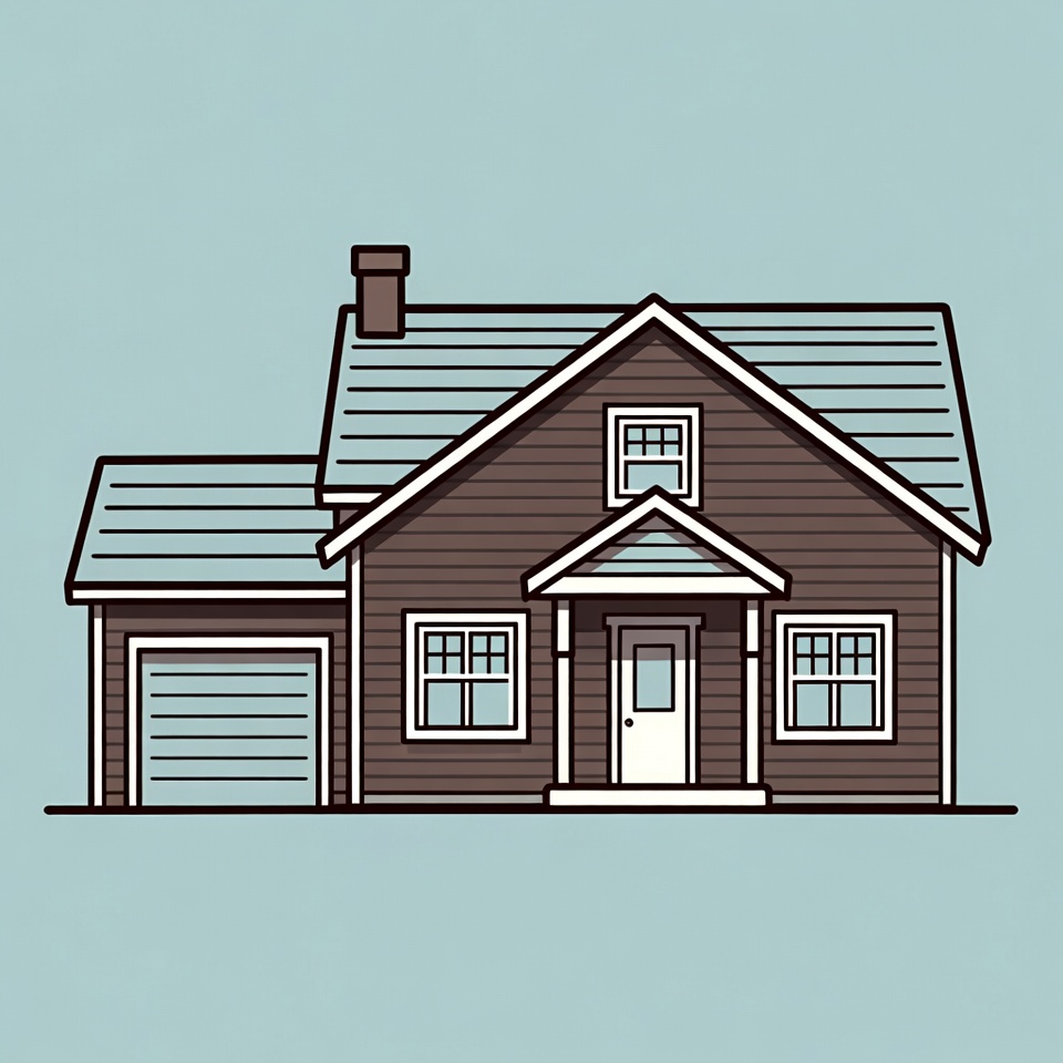 Brown house with garage illustration Brown house with garage illustration