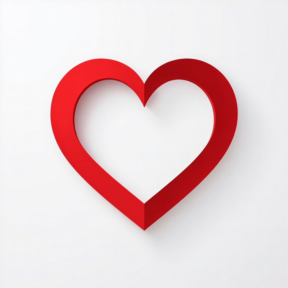 3D Red Heart on White 3D Red Heart on White