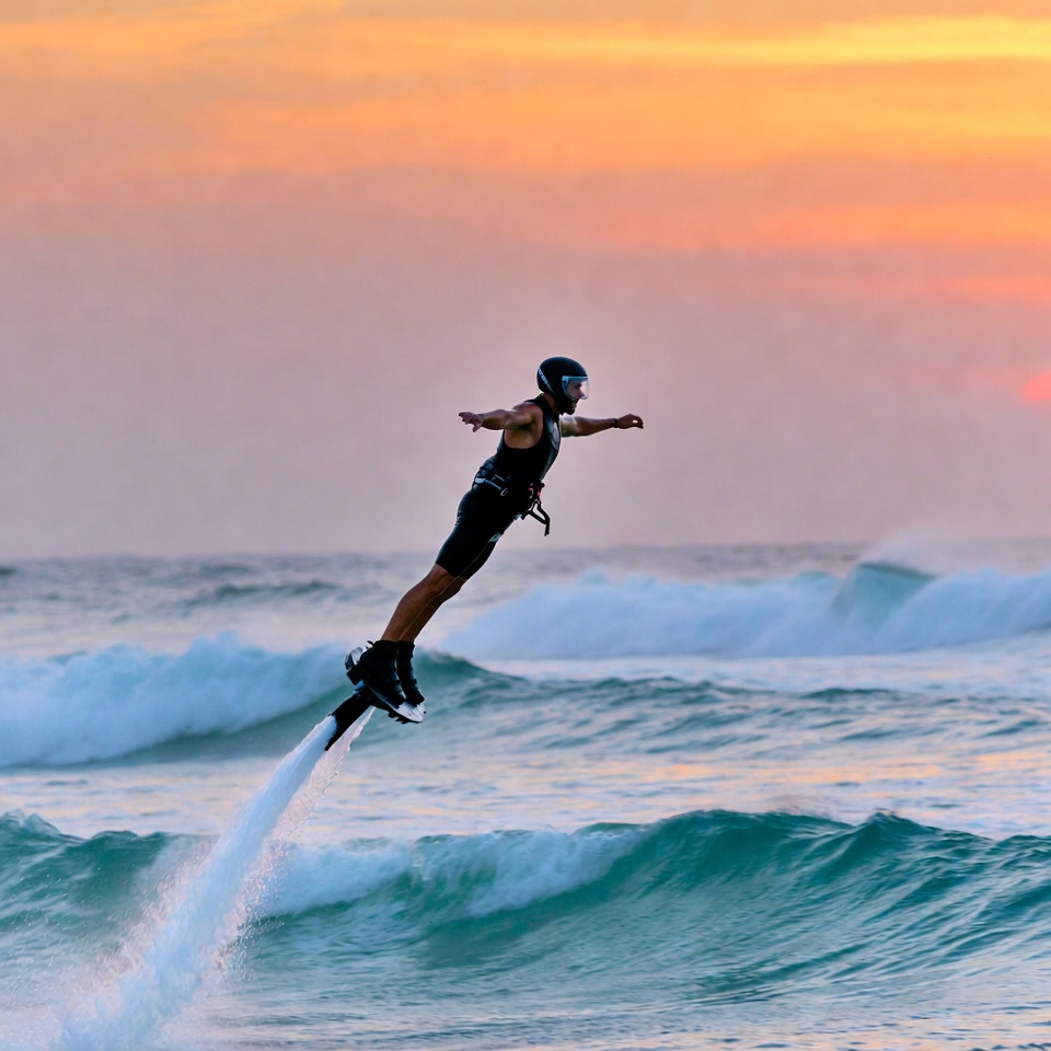 Man Jet Surfing at Sunset Man Jet Surfing at Sunset
