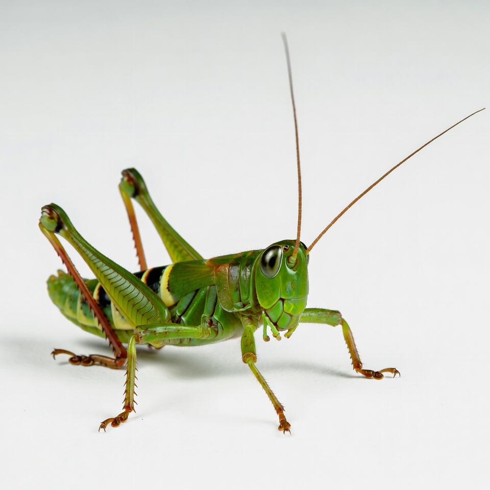 Green grasshopper on white background Green grasshopper on white background