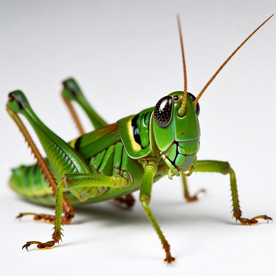 Green grasshopper on white background Green grasshopper on white background