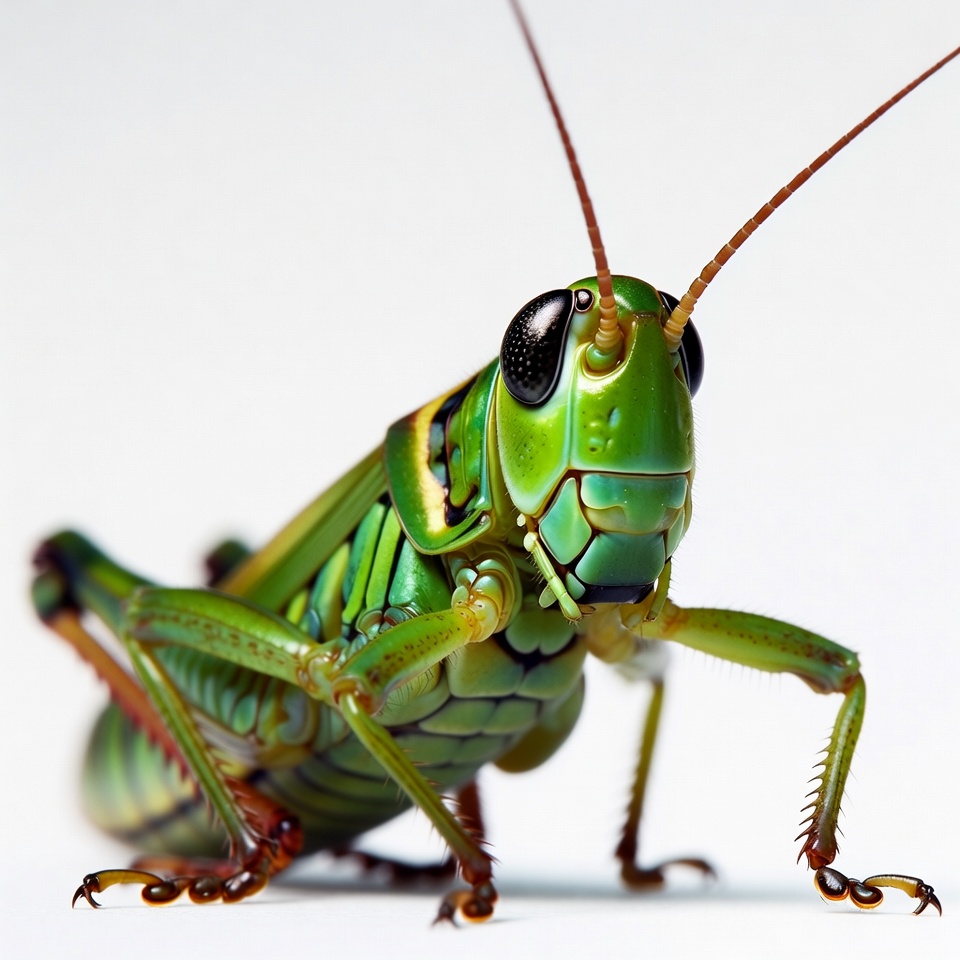 Green grasshopper on white background Green grasshopper on white background