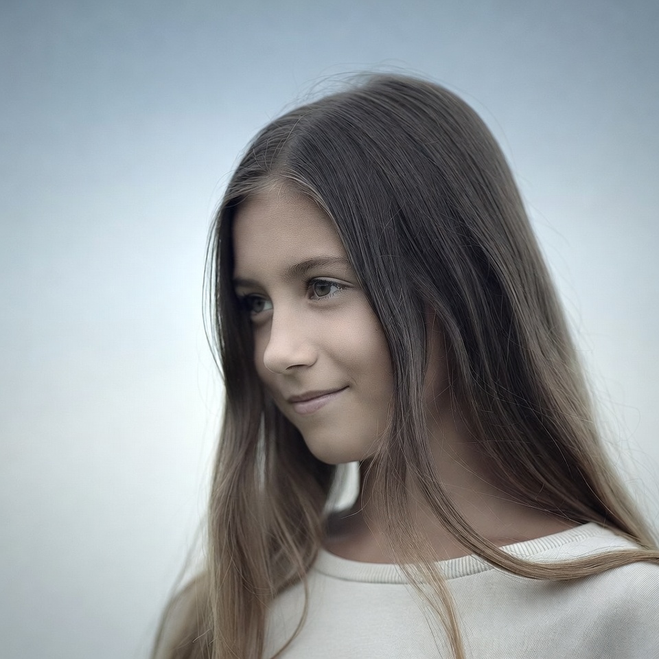 Girl with long brown hair profile Girl with long brown hair profile