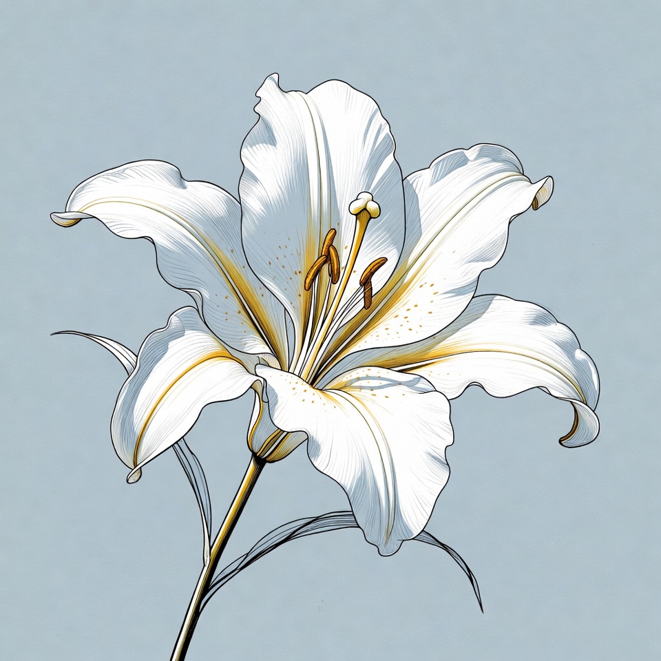 White Lily Flower Illustration White Lily Flower Illustration