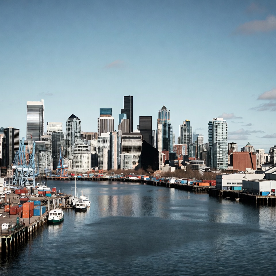 Seattle Skyline with Waterfront and Boats Seattle Skyline with Waterfront and Boats