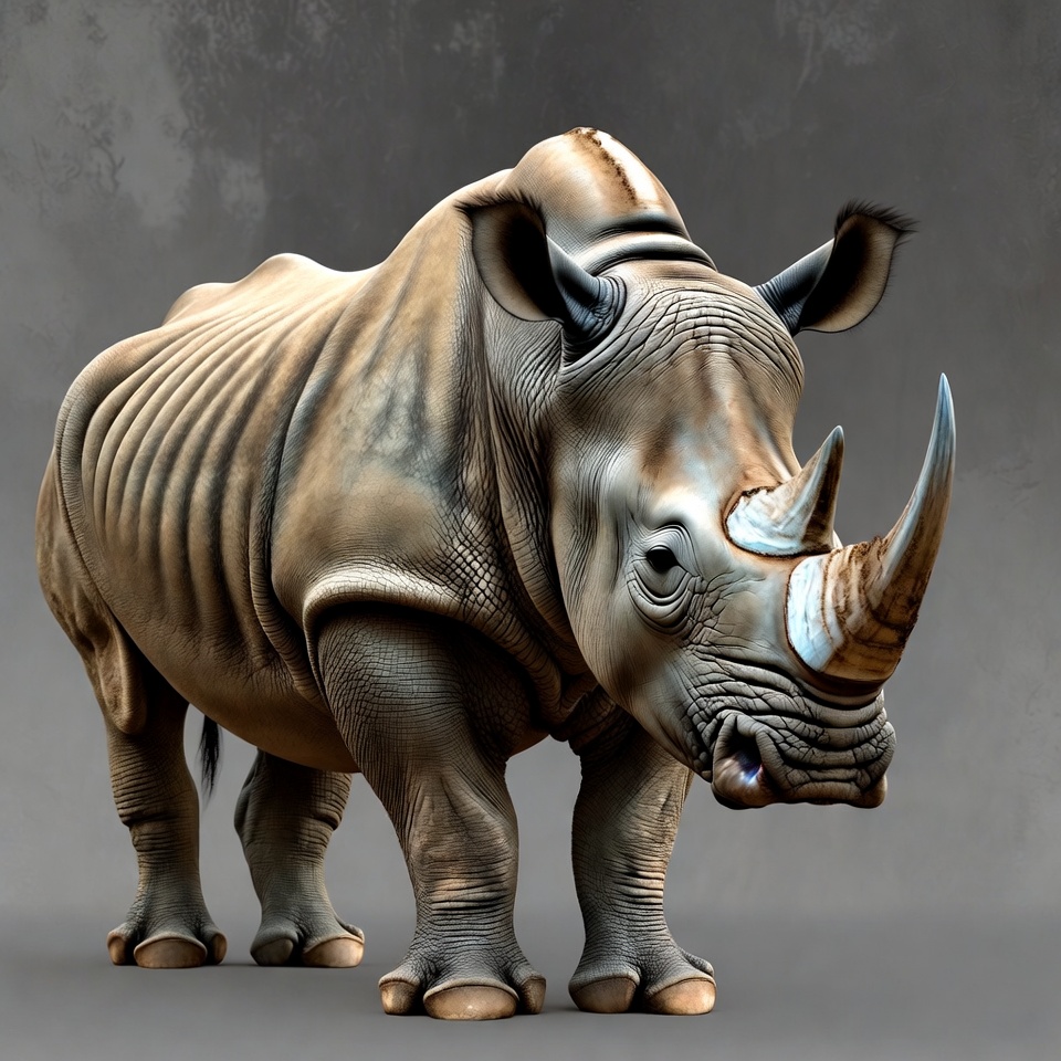 Realistic white rhinoceros standing Realistic white rhinoceros standing