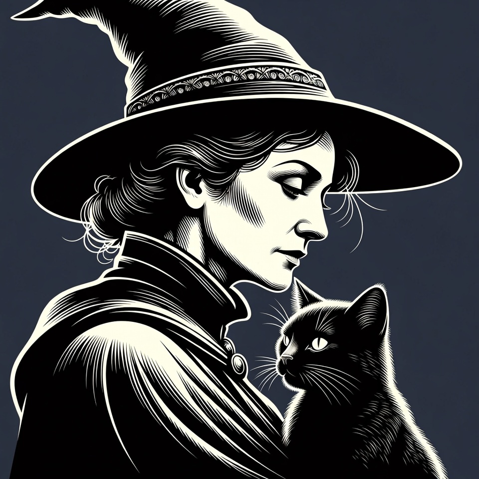 Witch holding black cat Witch holding black cat
