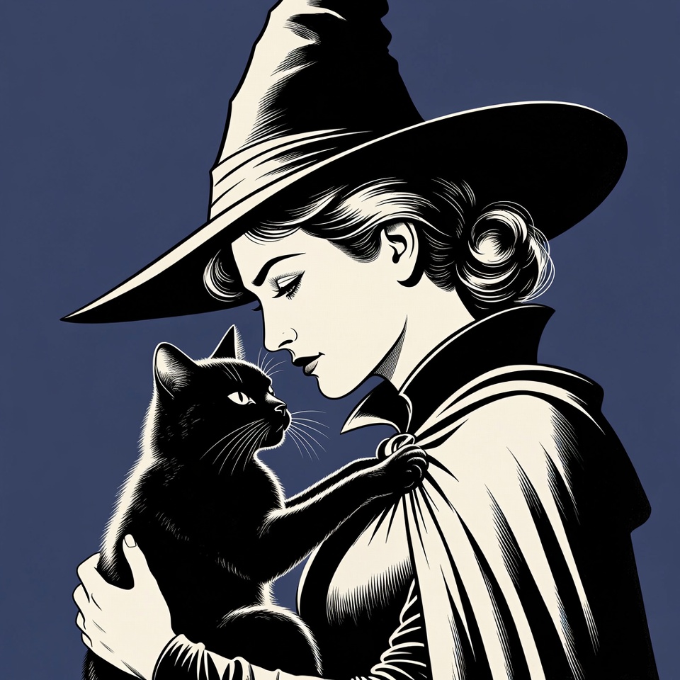 Witch holding black cat Witch holding black cat
