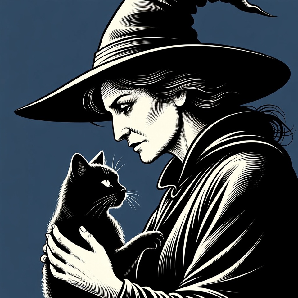 Witch holding black cat Witch holding black cat