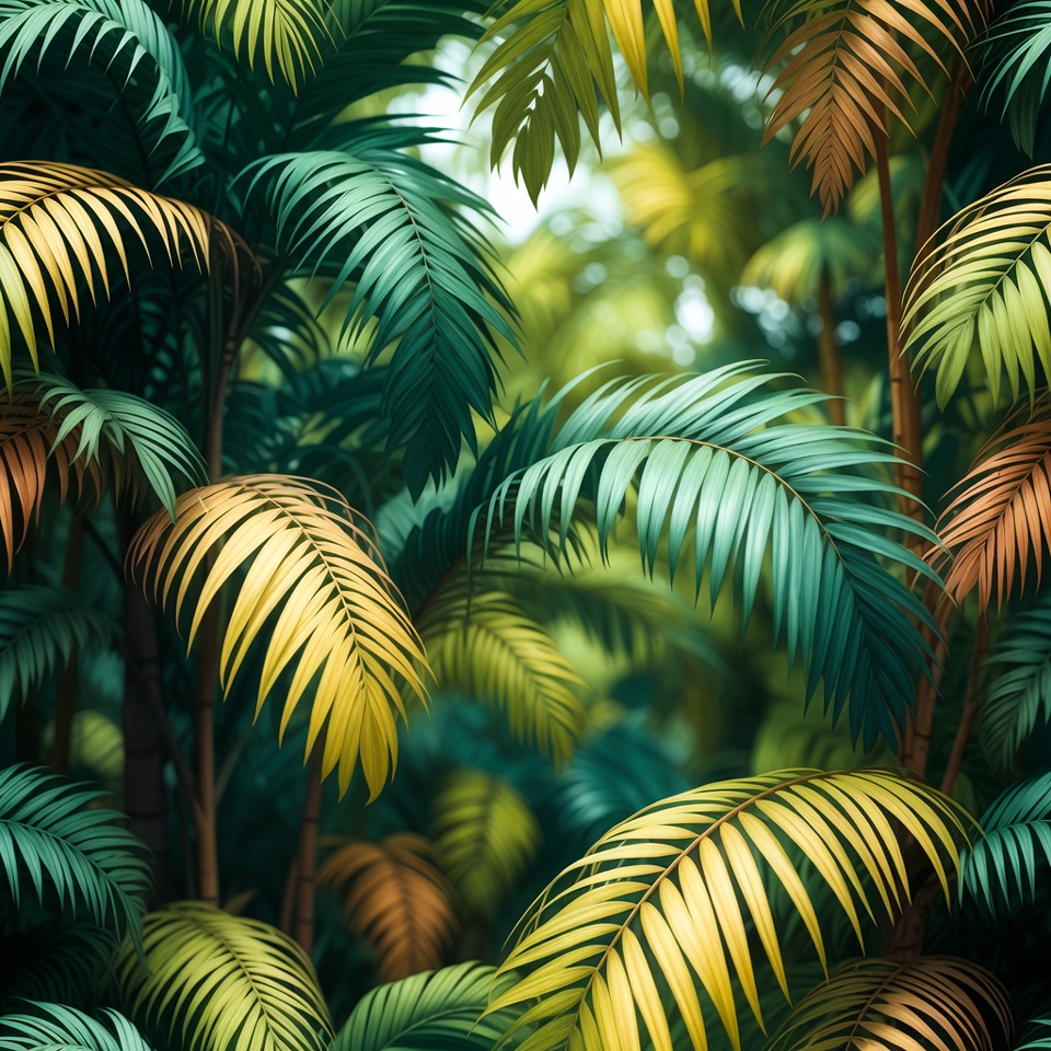 Lush Tropical Palm Leaves Illustration Lush Tropical Palm Leaves Illustration