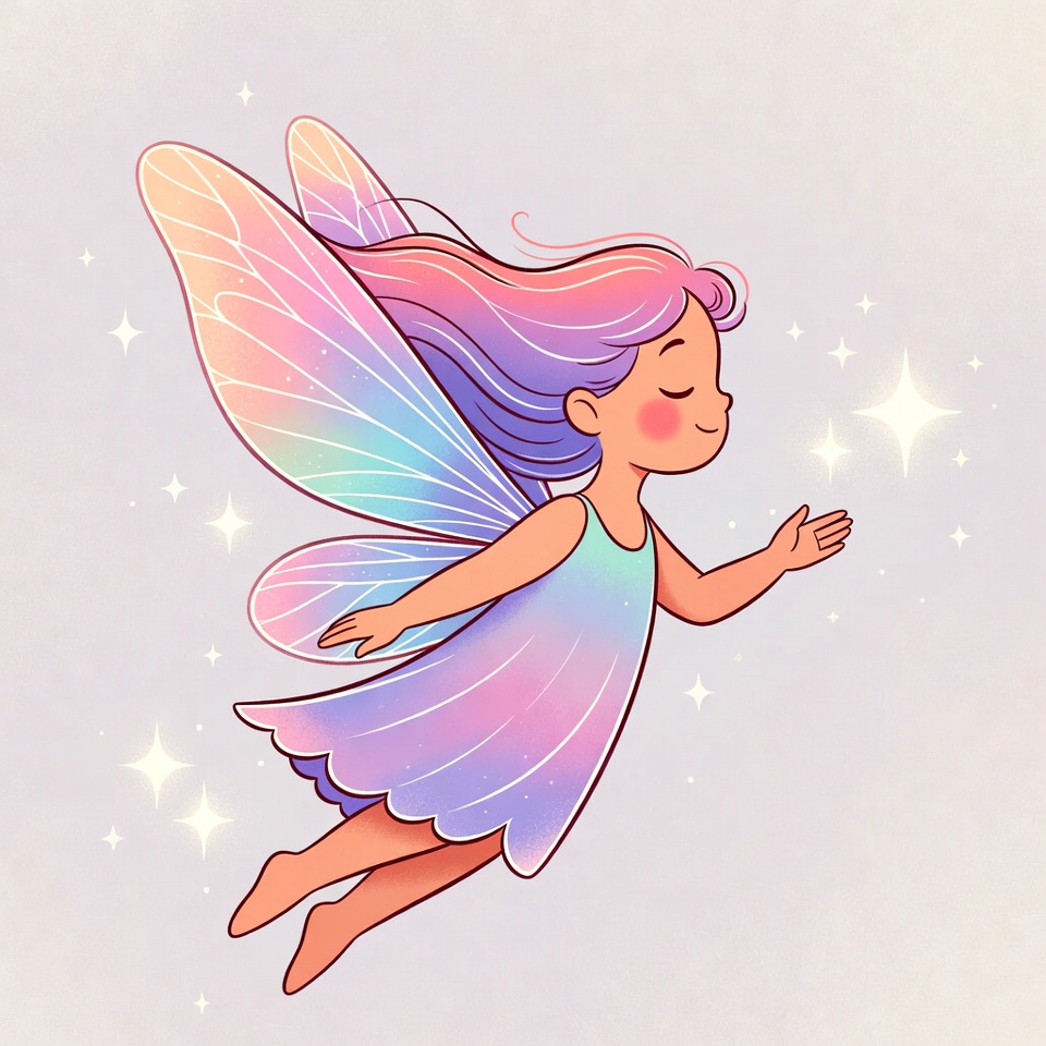 Cute fairy girl flying with sparkles Cute fairy girl flying with sparkles