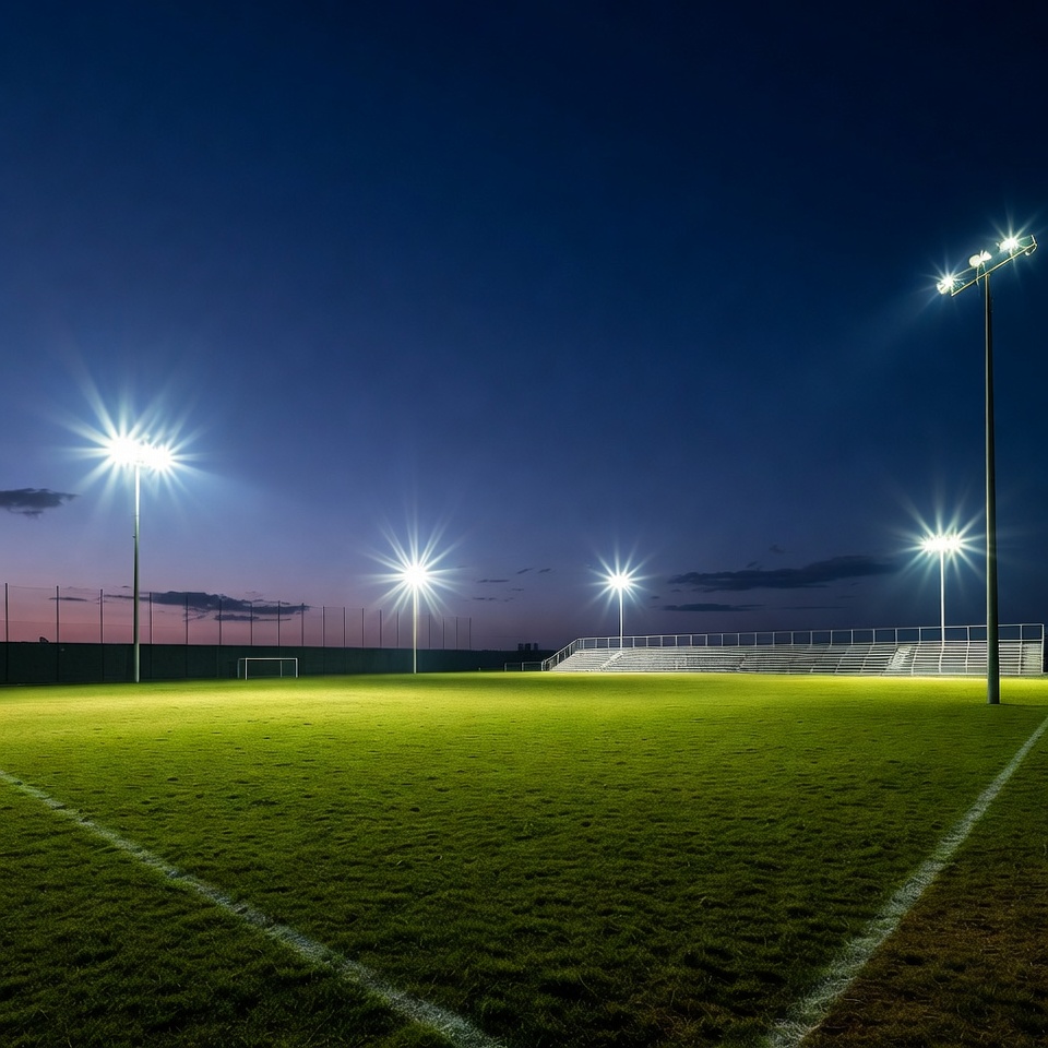 Floodlit Soccer Field at Night Floodlit Soccer Field at Night