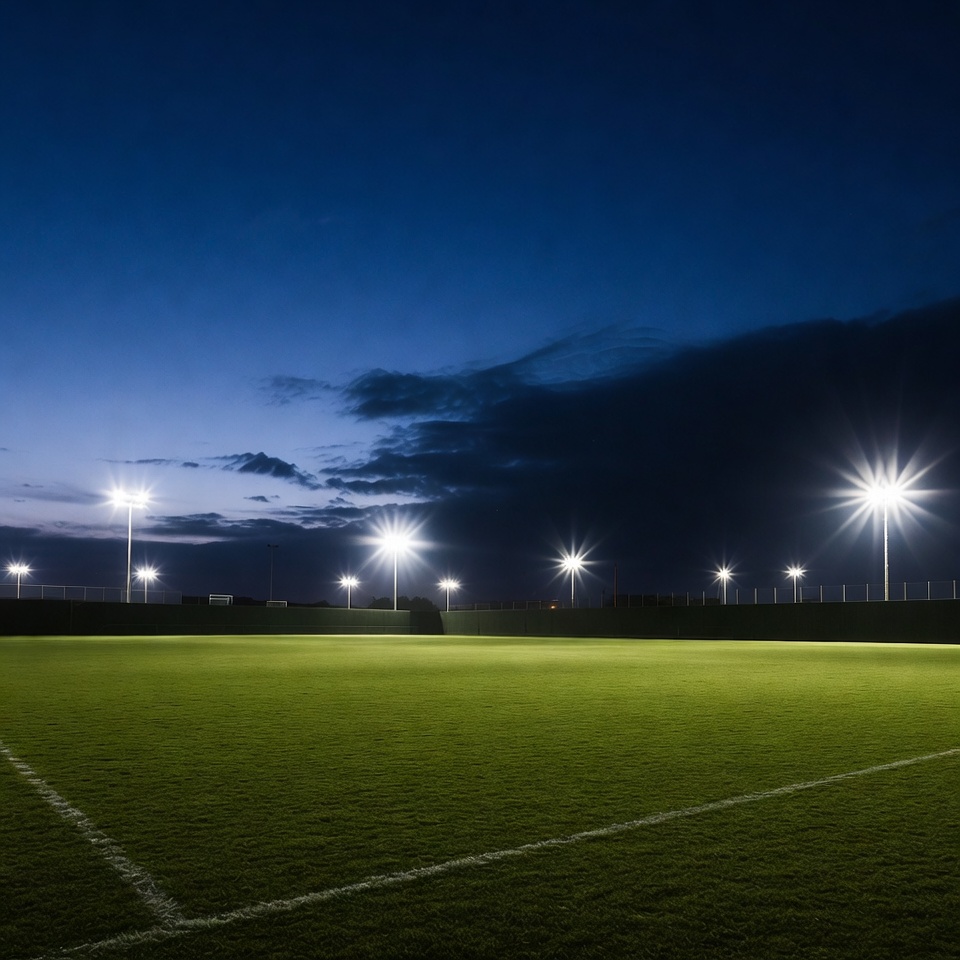 Empty soccer field at night Empty soccer field at night