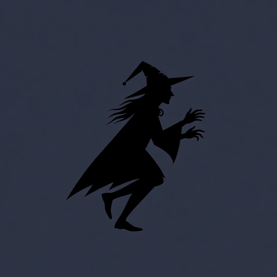 Silhouette of running witch Silhouette of running witch