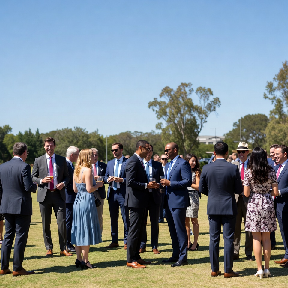 Group of business professionals chatting outdoors Group of business professionals chatting outdoors