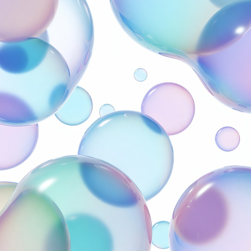 Colorful Transparent Bubbles Floating Colorful Transparent Bubbles Floating