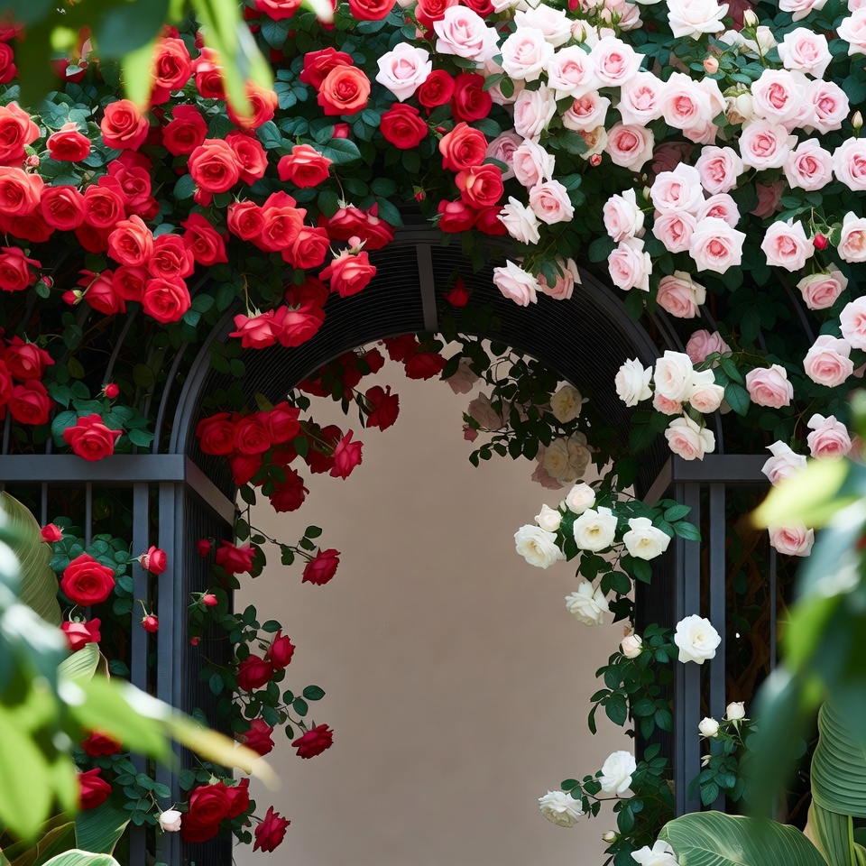 Red and White Roses on Arch Red and White Roses on Arch