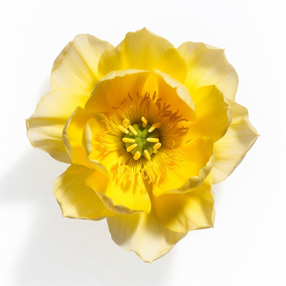 Yellow Peony Flower on White Yellow Peony Flower on White