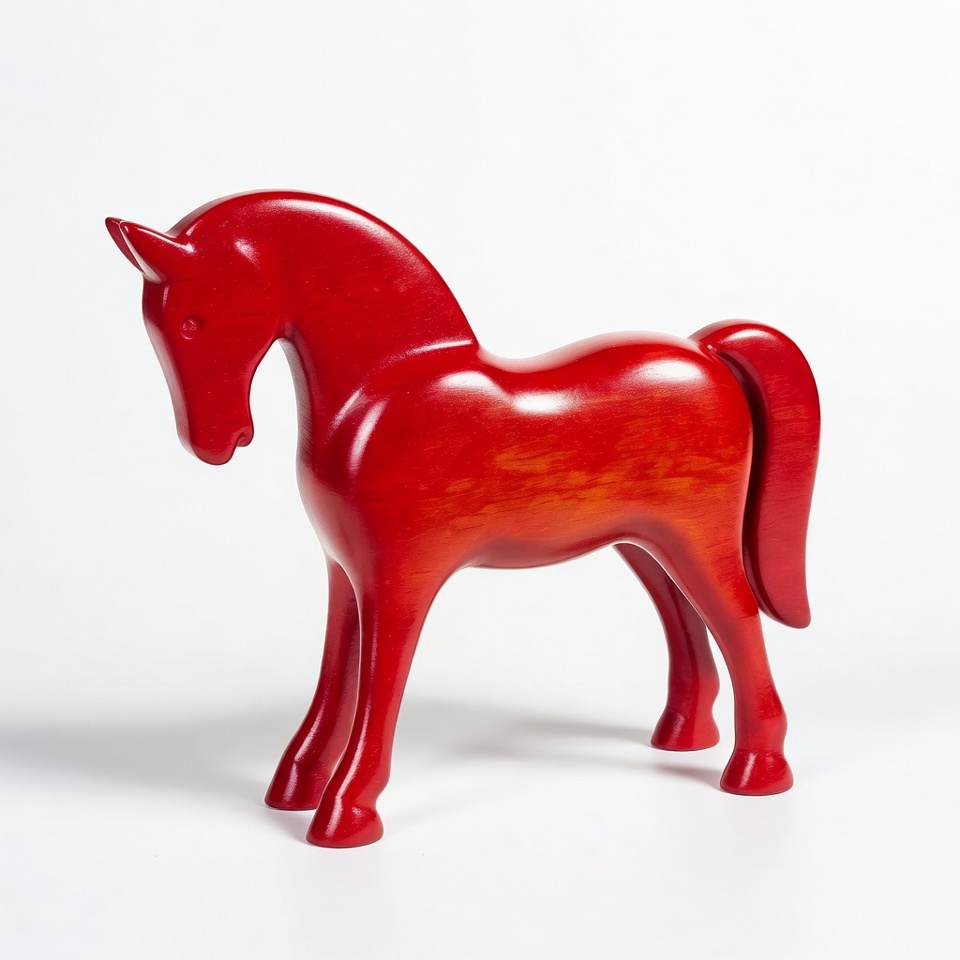 Red wooden horse sculpture Red wooden horse sculpture