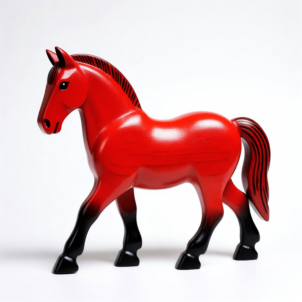 Red wooden horse figurine Red wooden horse figurine