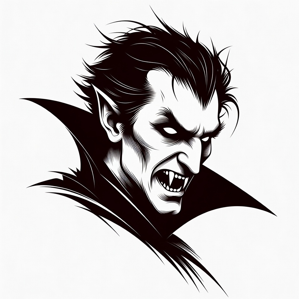 Fierce snarling vampire illustration Fierce snarling vampire illustration