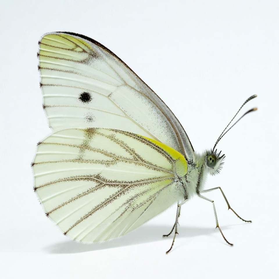 White butterfly with yellow veins White butterfly with yellow veins
