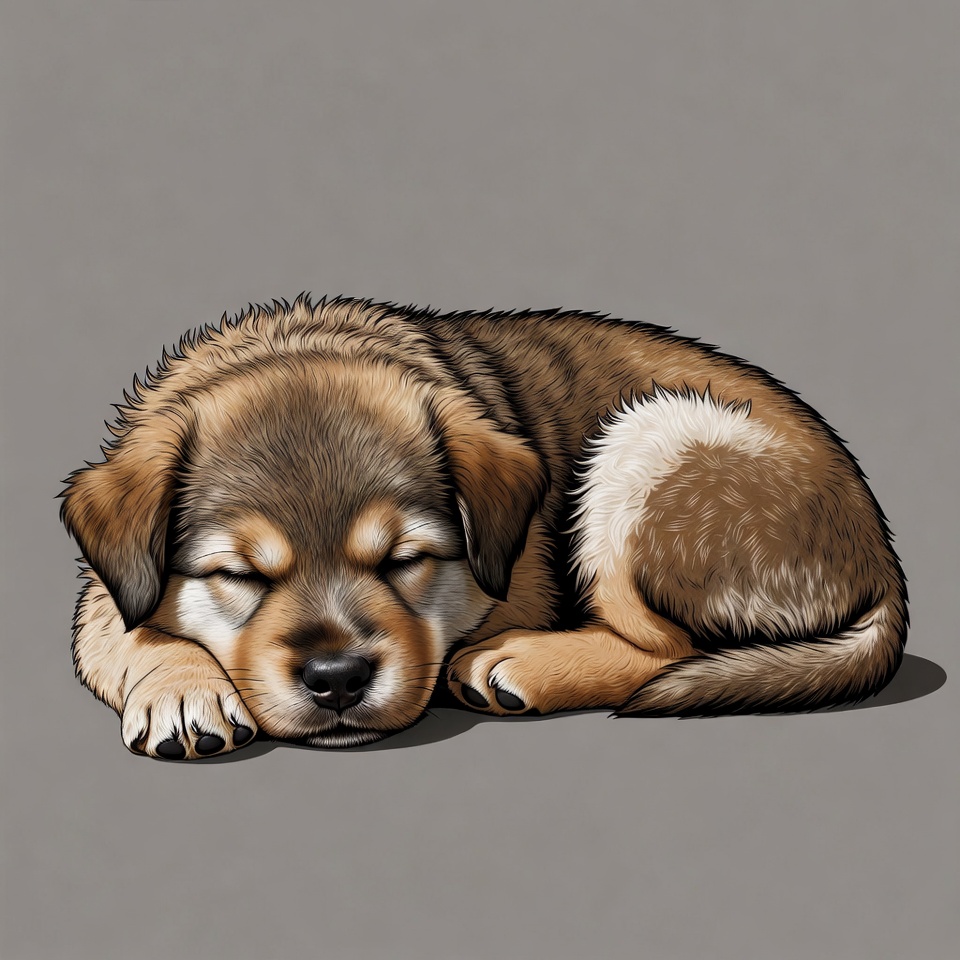Sleeping fluffy puppy illustration Sleeping fluffy puppy illustration