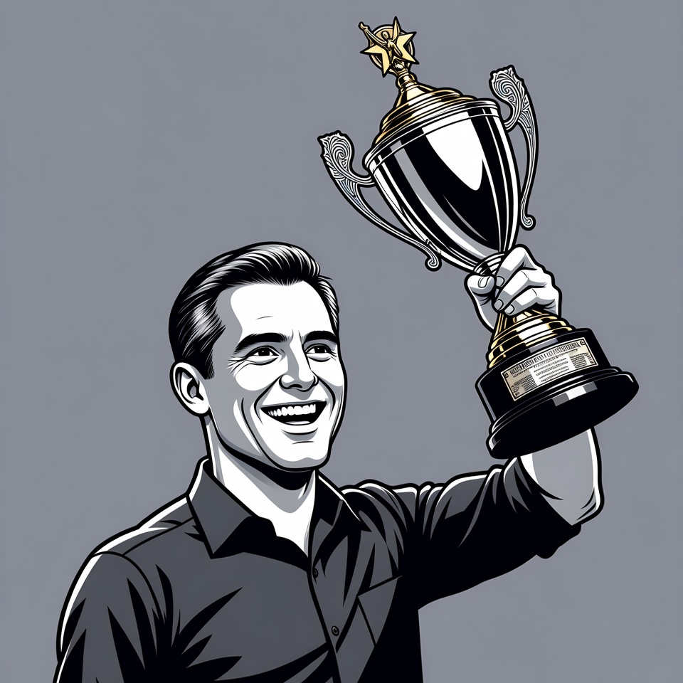 Man holding trophy illustration Man holding trophy illustration