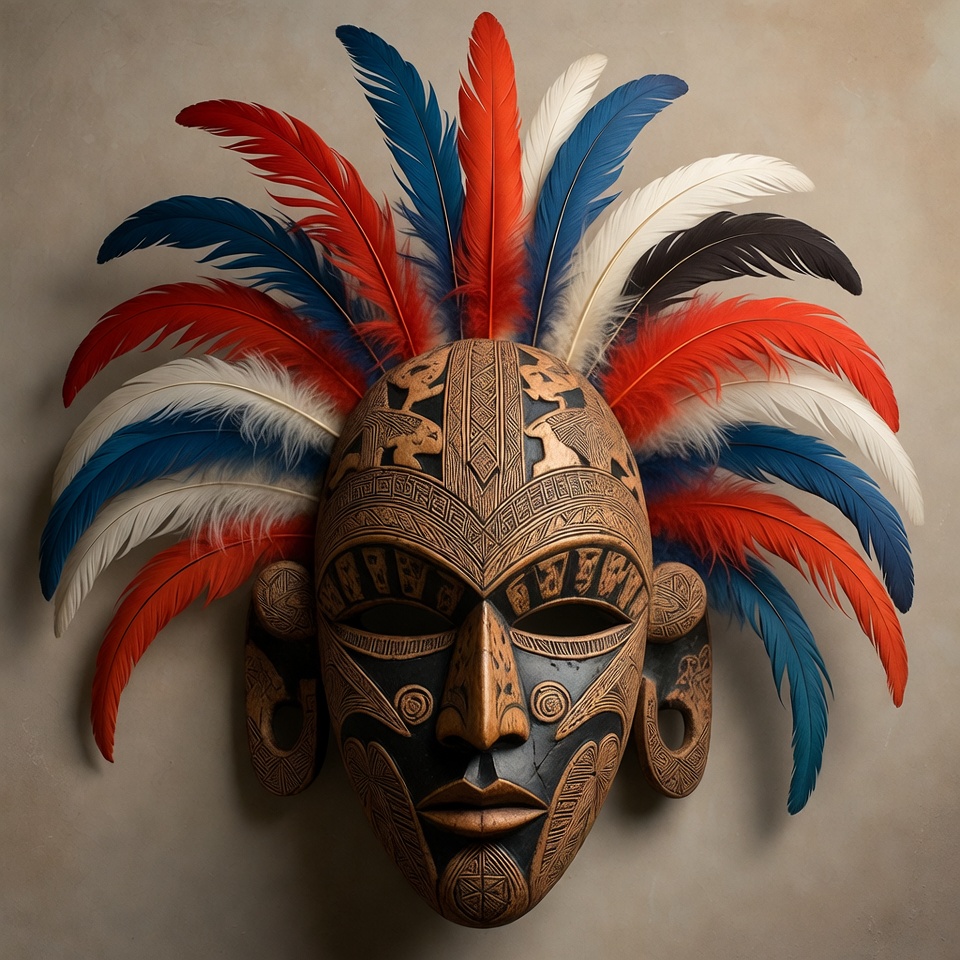 Colorful Feathered Tribal Mask Colorful Feathered Tribal Mask