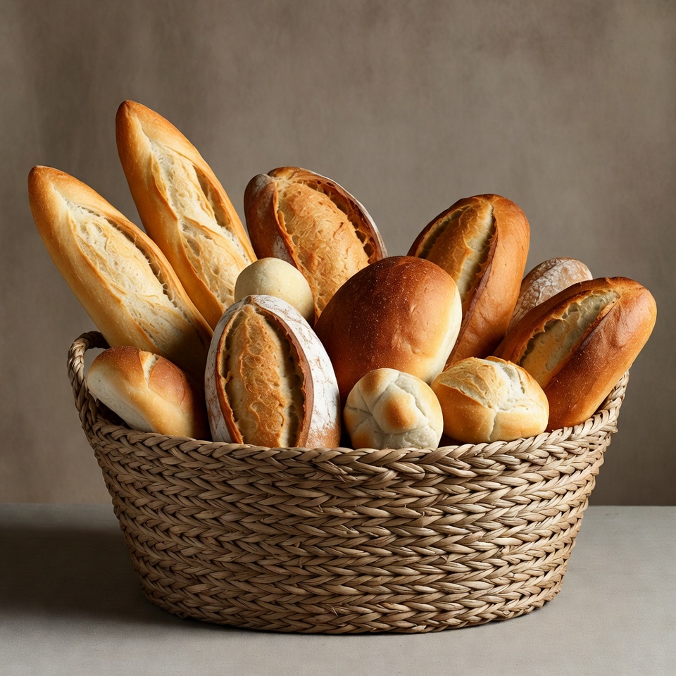 Assortment of Fresh Bread in Basket Assortment of Fresh Bread in Basket
