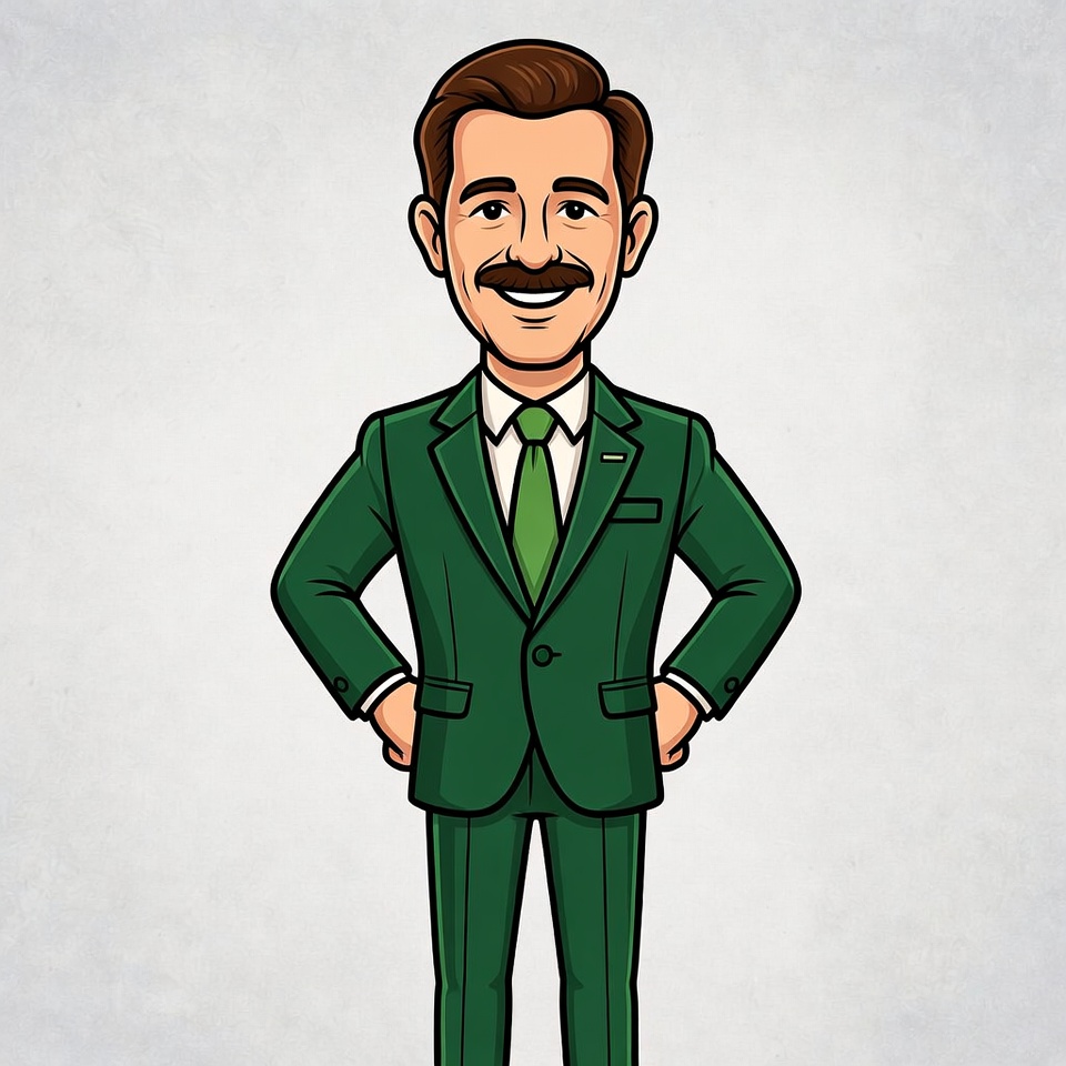 Cartoon man in green suit Cartoon man in green suit