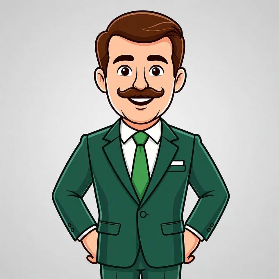 Cartoon man in green suit Cartoon man in green suit