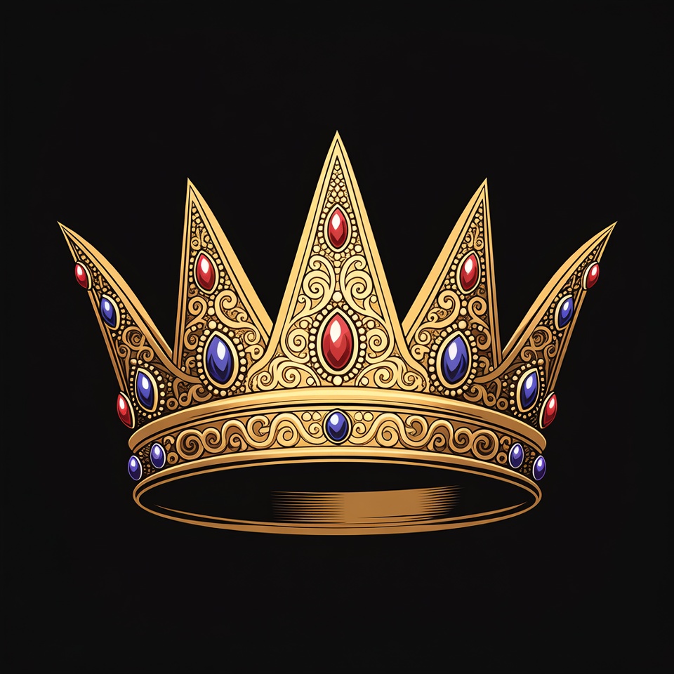 Golden Crown with Red Blue Gems Golden Crown with Red Blue Gems