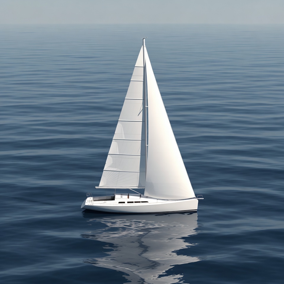 White sailboat on calm ocean White sailboat on calm ocean