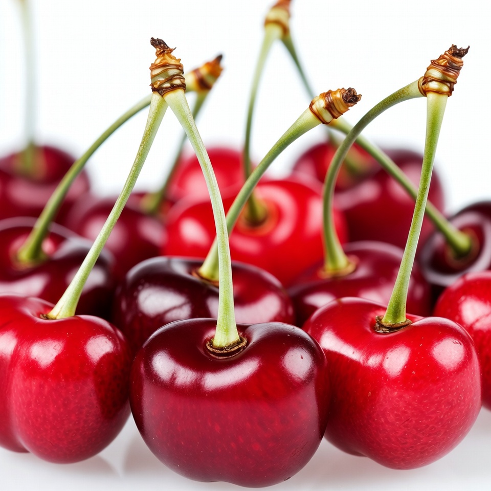 Fresh red cherries with stems Fresh red cherries with stems