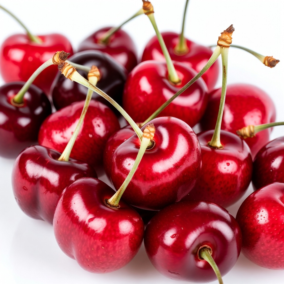 Fresh red cherries on white background Fresh red cherries on white background