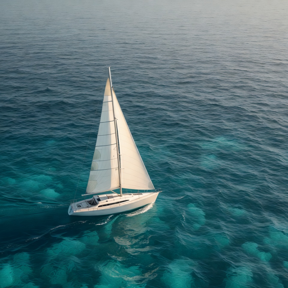 White sailboat on turquoise ocean White sailboat on turquoise ocean